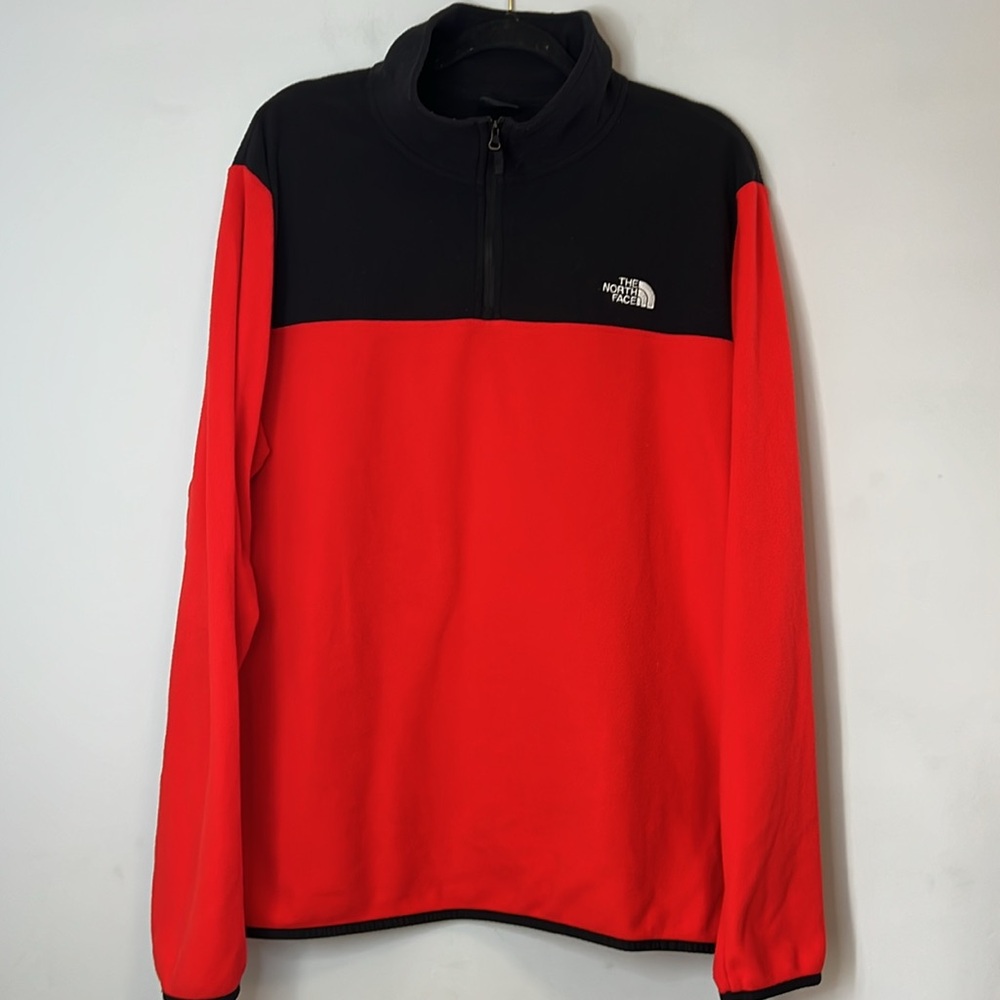 The North Face Red and Black Quarter-Zip Fleece Pullover